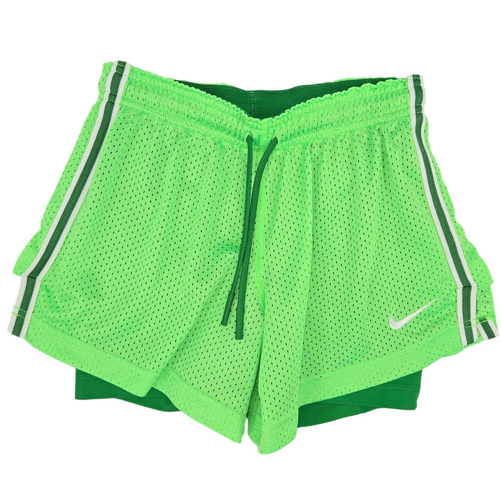 Nike XS 2-in-1 Mesh Running Shorts Women Neon Green Athletic Sporty
